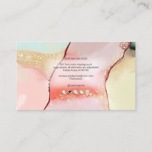 PixDezines Abstract Alcohol n Ink Visitekaartje (Achterkant)