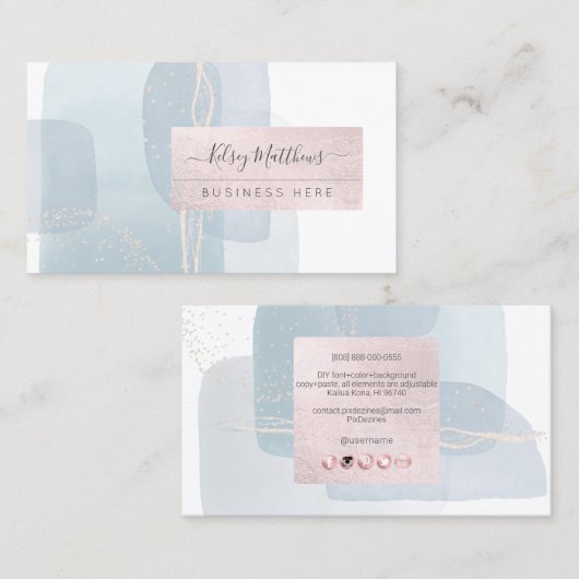 PixDezines Abstract Arrangement H2 Dusty Blue Busi Visitekaartje (Voorkant / Achterkant)