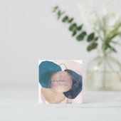 PixDezines Abstract Arrangement H2 Roos Gold Vierkante Visitekaartje (Staand voorkant)