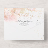 PixDezines Abstract Cosmic Blush Pink Gold All In One Uitnodiging (Achterkant)