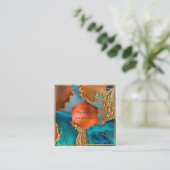 PixDezines Abstract Galaxy H2 Copper Gold Blauwgro Vierkante Visitekaartje (Staand voorkant)