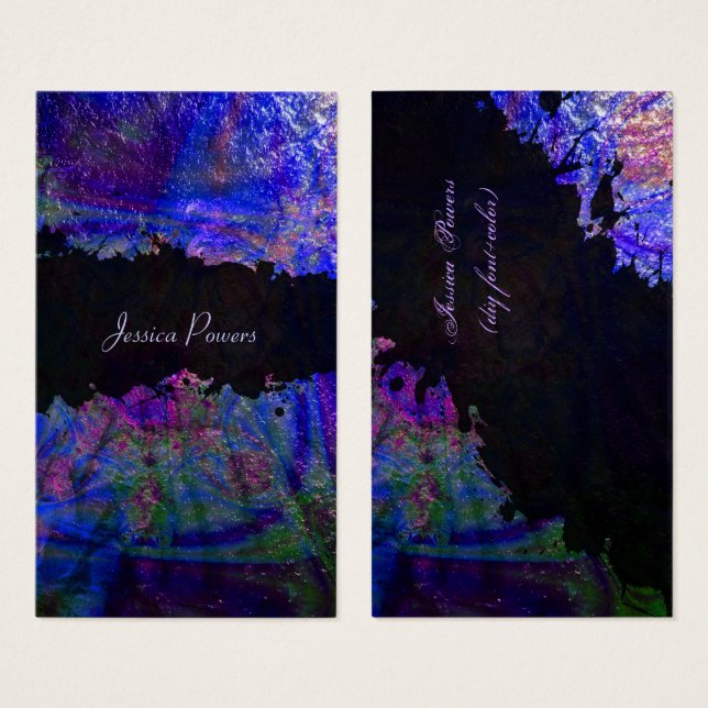 PixDezines abstract/kobalt/indigo/metallische text Visitekaartjes (Voorkant /achterkant)
