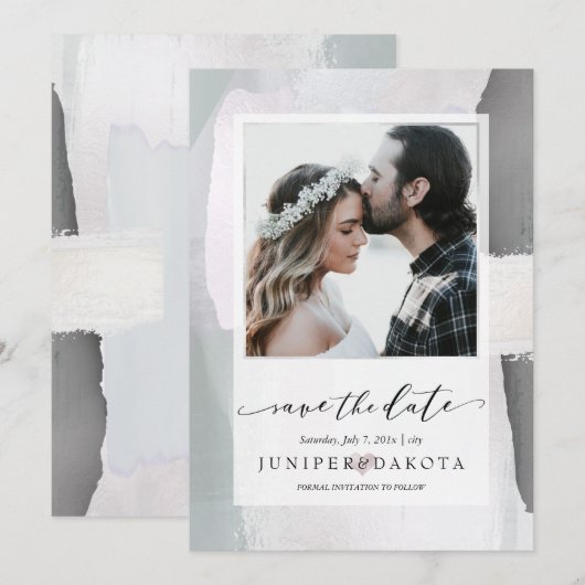 PixDezines Abstract Modern Art Blush Silver Kaart (Voorkant / Achterkant)