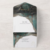 PixDezines Abstract op Zee Marine Blue All In One Uitnodiging (Buitenkant)