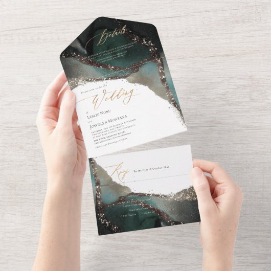 PixDezines Abstract op Zee Marine Blue All In One Uitnodiging (Afscheurbaar)