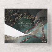 PixDezines Abstract op Zee Marine Blue All In One Uitnodiging (Achterkant)