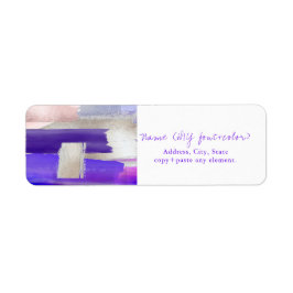 PixDezines Abstract Waterverf Ultraviolet Zilver Etiket