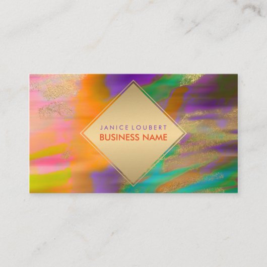 PixDezines Abstracte Boho Waterverf Visitekaartje (Voorkant)