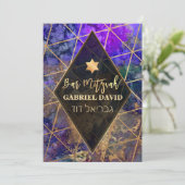 PixDezines Abstracte Galaxy Bar Mitzvah Kaart (Staand voorkant)