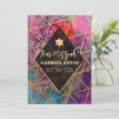 PixDezines Abstracte Galaxy Bar Mitzvah Kaart (Staand voorkant)