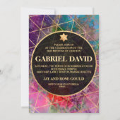 PixDezines Abstracte Galaxy Bar Mitzvah Kaart (Achterkant)