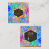 PixDezines Abstracte Galaxy/Neon kleuren Vierkante Visitekaartje (Voorkant / Achterkant)