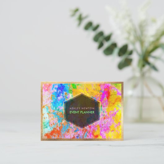 PixDezines Abstracte Galaxy/Neon kleuren Visitekaartje (Staand voorkant)