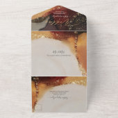 PixDezines Abstracte kosmische Faux Gold Veins All In One Uitnodiging (Buitenkant)