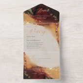 PixDezines Abstracte kosmische Faux Gold Veins All In One Uitnodiging (Binnen)