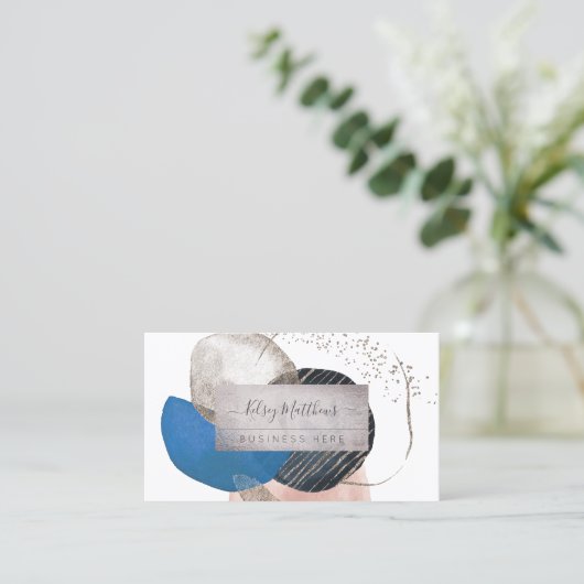 PixDezines Abstracte Regeling H2 Navy Blauwgroen Visitekaartje (Staand voorkant)