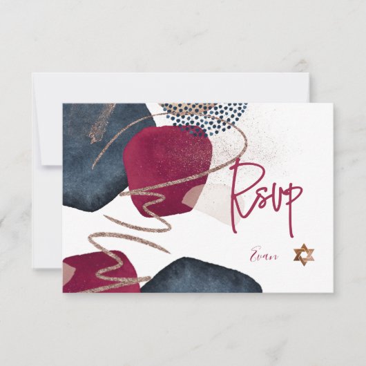 PixDezines Abstracte RSVP Navy Bar Mitzvah✡ (Voorkant)