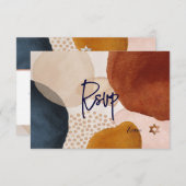 PixDezines Abstracte RSVP Navy Bar Mitzvah✡ (Voorkant / Achterkant)