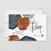 PixDezines Abstracte RSVP Navy Copper Bat Mitzvah✡ Kaartje (Voorkant)