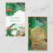 PixDezines Abstracte Waterverf Gold Emerald Visitekaartje (Voorkant / Achterkant)