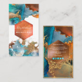 PixDezines Abstracte Waterverf Koper Gold Blauwgro Visitekaartje (Voorkant / Achterkant)