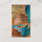 PixDezines Abstracte Waterverf Koper Gold Blauwgro Visitekaartje (Achterkant)