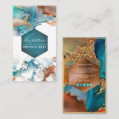 PixDezines Abstracte Waterverf Koper Gold Blauwgro Visitekaartje (Voorkant / Achterkant)