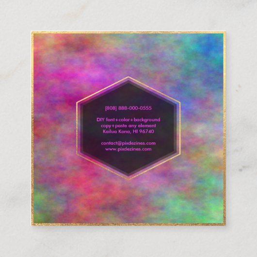 PixDezines Abstracte Waterverf/Neon Vierkante Visitekaartje (Achterkant)