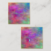PixDezines Abstracte Waterverf/Neon Vierkante Visitekaartje (Voorkant / Achterkant)