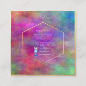 PixDezines Abstracte Waterverf/Neon Vierkante Visitekaartje (Achterkant)