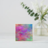PixDezines Abstracte Waterverf/Neon Vierkante Visitekaartje (Staand voorkant)