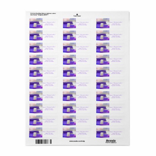 PixDezines Abstracte Waterverf Ultraviolet Zilver Etiket (Full Sheet)