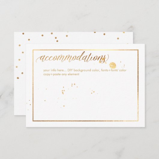 PixDezines Accommodaties, Verbluft/Faux Gold Informatiekaartje (Voorkant / Achterkant)
