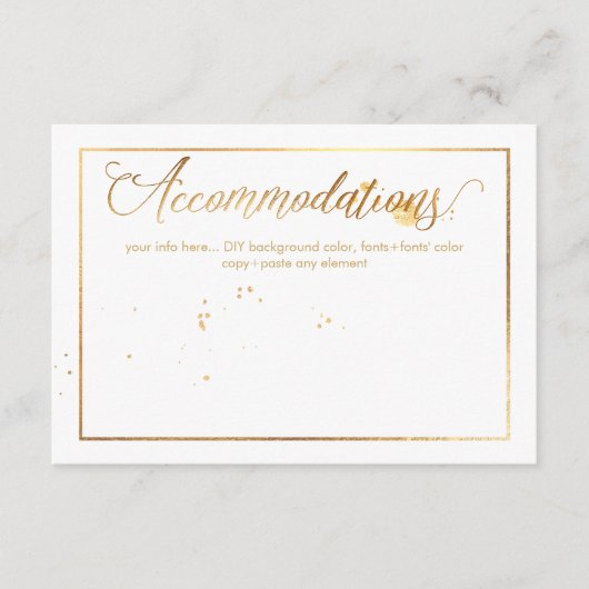 PixDezines Accommodaties, Verbluft/Faux Gold Informatiekaartje (Voorkant)