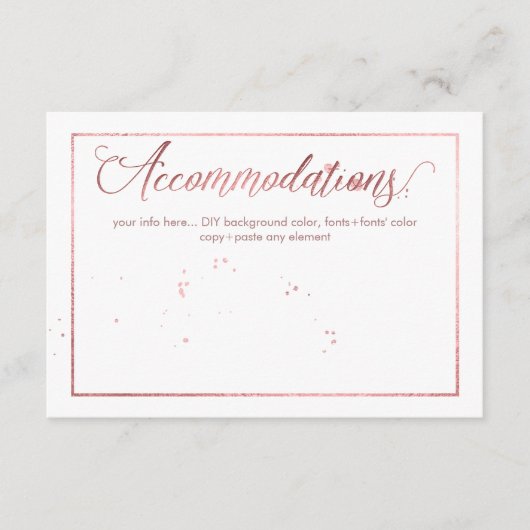 PixDezines Accommodaties, Verbluft/Faux Roos Gold Informatiekaartje (Voorkant)