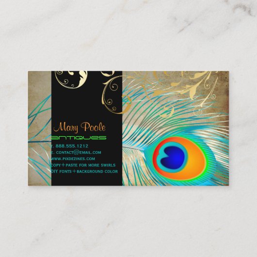 PixDezines  achtergrond/pauw+filigraan Visitekaartje (Achterkant)