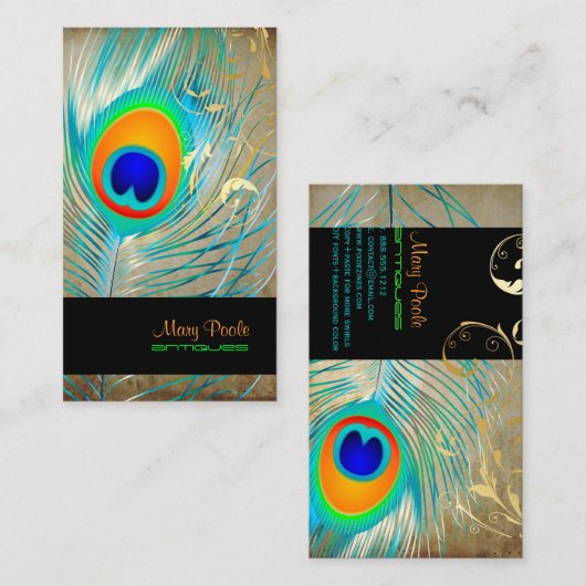 PixDezines  achtergrond/pauw+filigraan Visitekaartje (Voorkant / Achterkant)