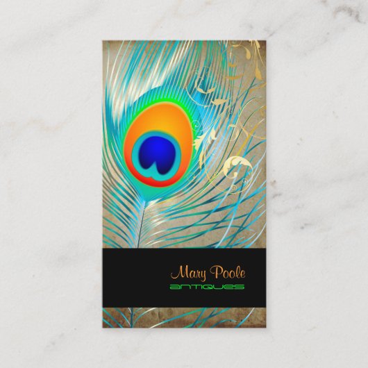 PixDezines  achtergrond/pauw+filigraan Visitekaartje (Voorkant)