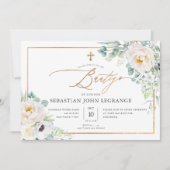PixDezines Acuarela Peonias Eucalipto Batismo Kaart (Voorkant)