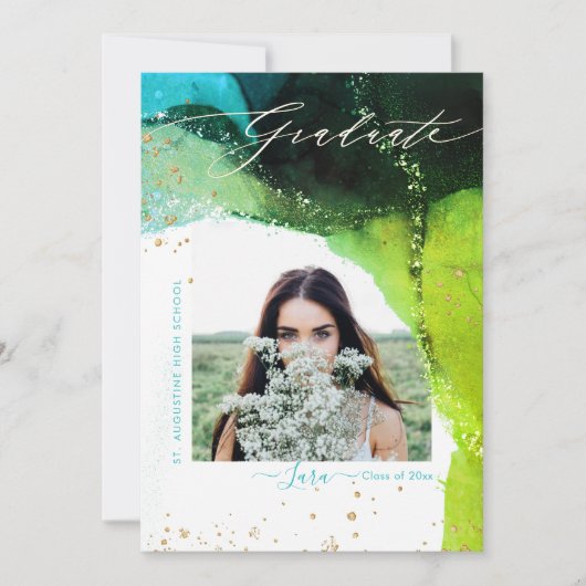 PixDezines Afstuderen Alcohol Ink Modern Abstract Aankondiging (Voorkant)