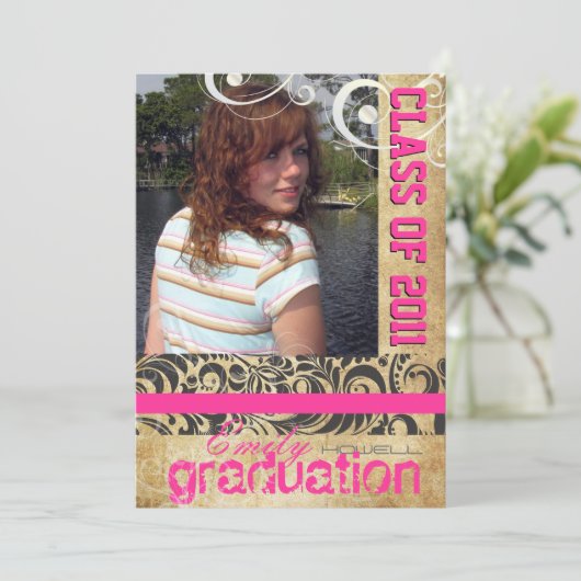 PixDezines afstuderen,  bellisimoi Damask Kaart (Staand voorkant)