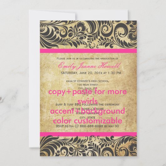 PixDezines afstuderen,  bellisimoi Damask Kaart (Achterkant)