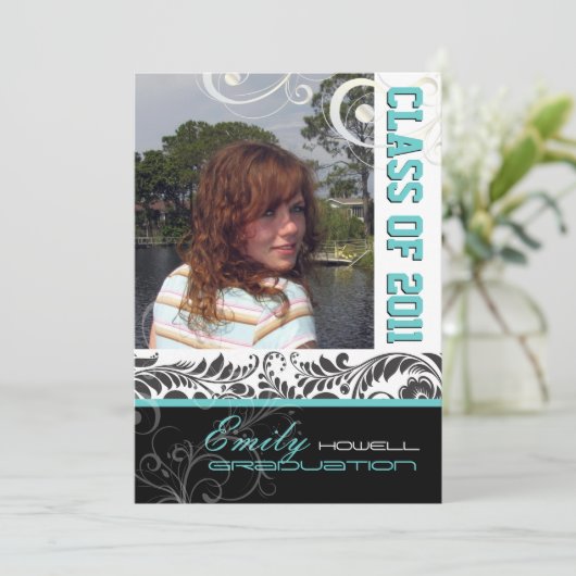 PixDezines Afstuderen, Bellissimo Damask Kaart (Staand voorkant)