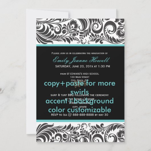 PixDezines Afstuderen, Bellissimo Damask Kaart (Achterkant)