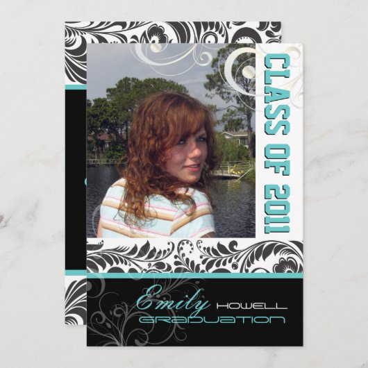 PixDezines Afstuderen, Bellissimo Damask Kaart (Voorkant / Achterkant)