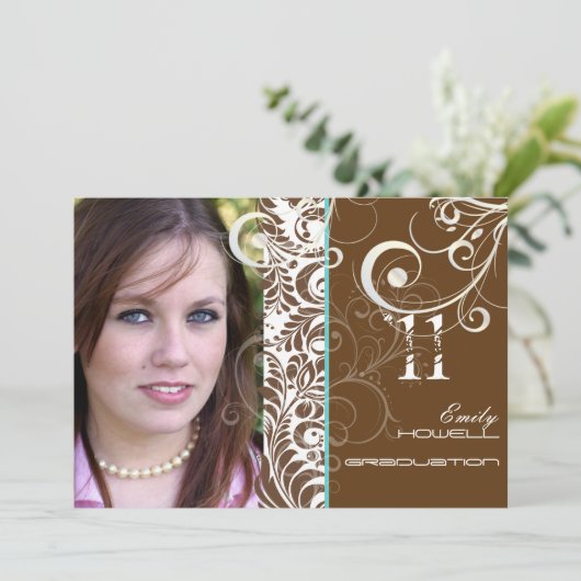 PixDezines Afstuderen, Bellissimo Damask Kaart (Staand voorkant)