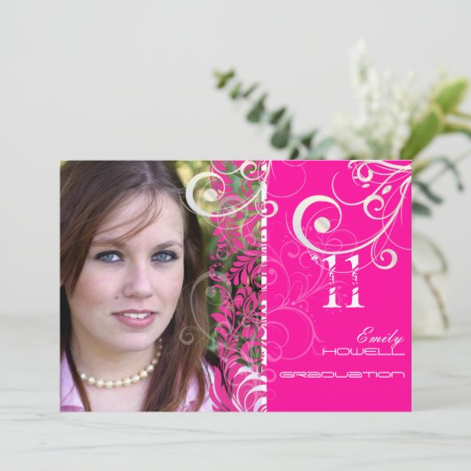 PixDezines Afstuderen, Bellissimo Damask Kaart (Staand voorkant)