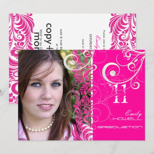 PixDezines Afstuderen, Bellissimo Damask Kaart (Voorkant / Achterkant)