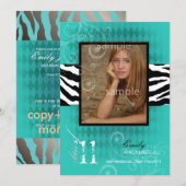 PixDezines Afstuderen, Blauwgroen Harlequin Kaart (Voorkant / Achterkant)