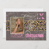 PixDezines Afstuderen/cheetah, neonroze Kaart (Voorkant)